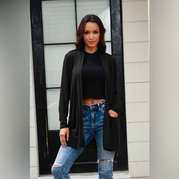 Basic Bae Full Size Open Front Long Sleeve Cardigan with Pockets - Picture 7 of 15